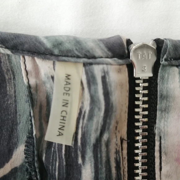 Rebecca Taylor Abstract Watercolour Silk Blouse with Contrast Short Sleeves 4 - Picture 12 of 17